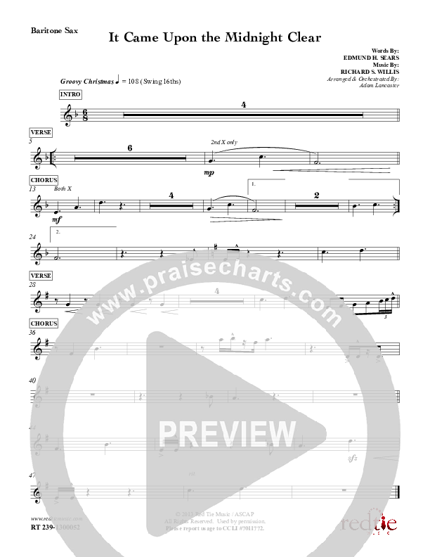 It Came Upon The Midnight Clear Bari Sax (Red Tie Music)