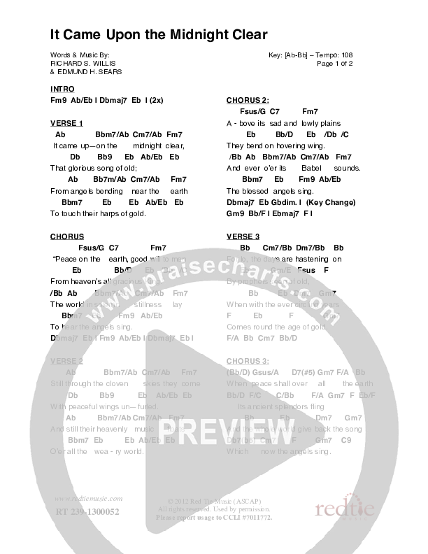 It Came Upon The Midnight Clear Chords & Lyrics (Red Tie Music)