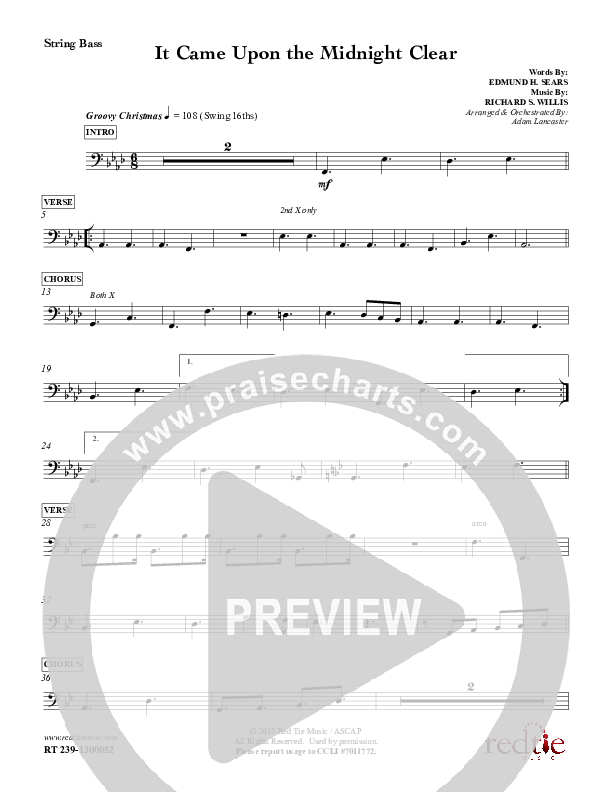 It Came Upon The Midnight Clear Double Bass (Red Tie Music)