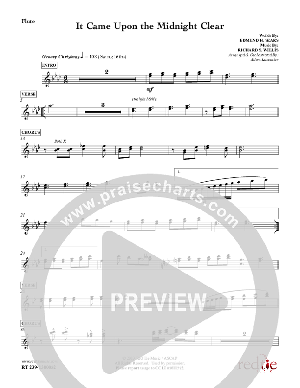 It Came Upon The Midnight Clear Flute (Red Tie Music)