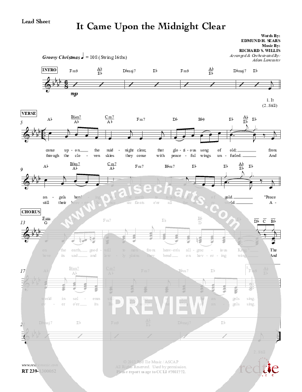 It Came Upon The Midnight Clear Lead Sheet (Red Tie Music)