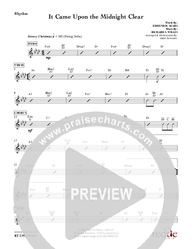 It Came Upon The Midnight Clear Rhythm Chart (Red Tie Music)