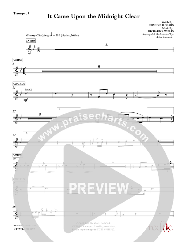 It Came Upon The Midnight Clear Trumpet 1 (Red Tie Music)