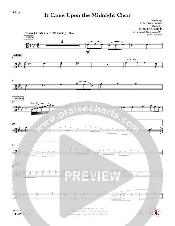 It Came Upon The Midnight Clear Viola (Red Tie Music)