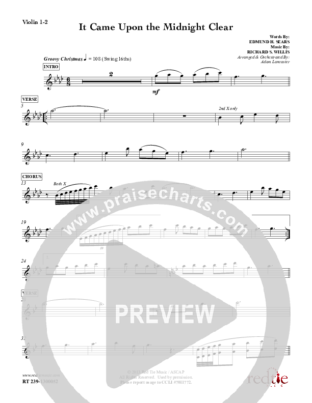 It Came Upon The Midnight Clear Violin 1/2 (Red Tie Music)