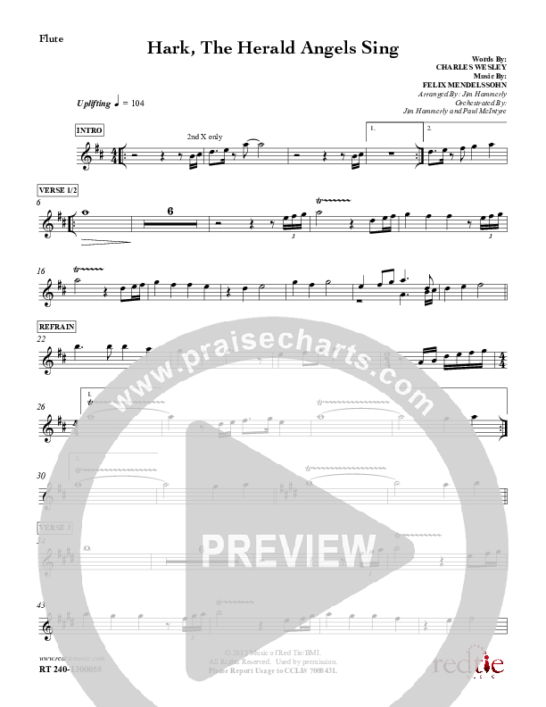 Hark The Herald Angels Sing Flute (Red Tie Music)