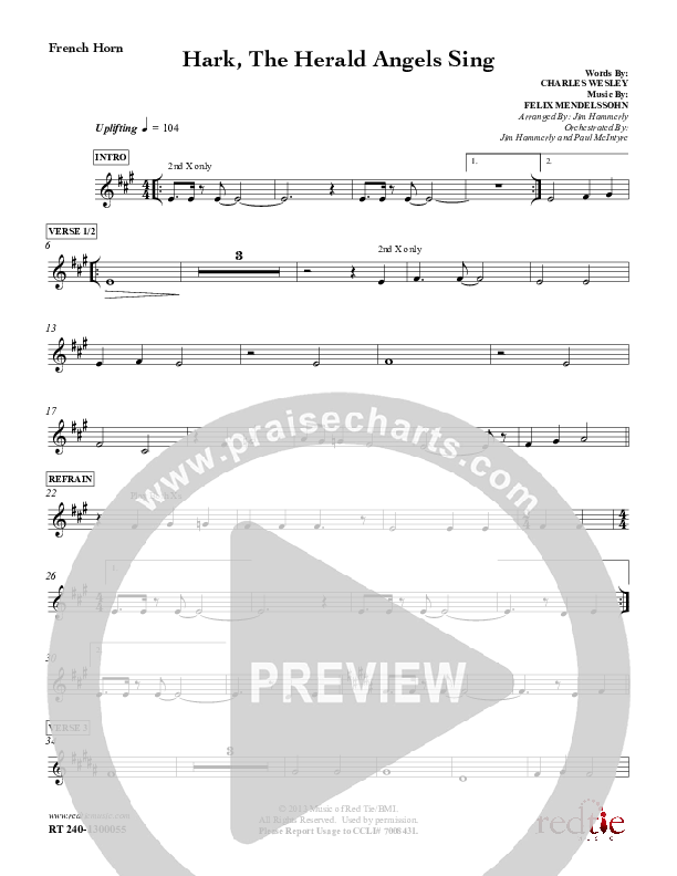 Hark The Herald Angels Sing French Horn (Red Tie Music)