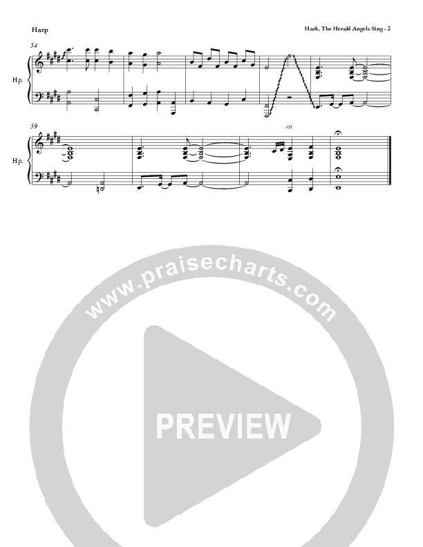 Hark The Herald Angels Sing Harp (Red Tie Music)