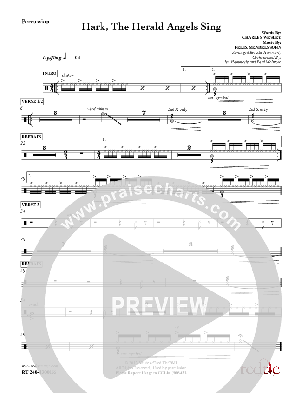 Hark The Herald Angels Sing Percussion (Red Tie Music)