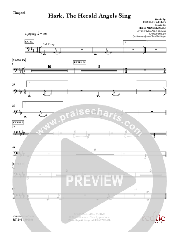 Hark The Herald Angels Sing Timpani (Red Tie Music)
