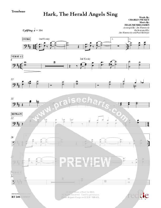 Hark The Herald Angels Sing Trombone (Red Tie Music)