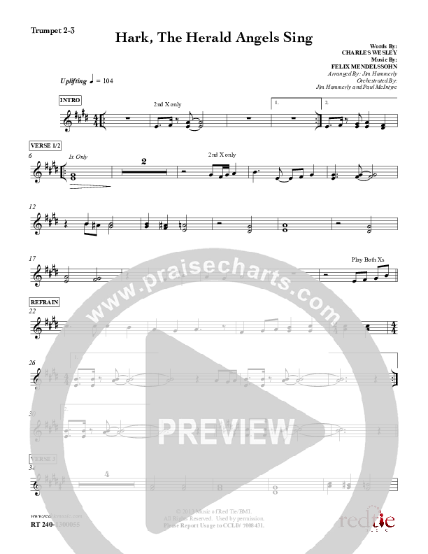 Hark The Herald Angels Sing Trumpet 2/3 (Red Tie Music)
