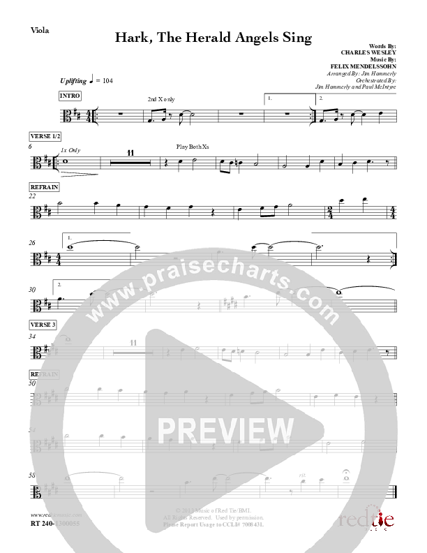 Hark The Herald Angels Sing Viola (Red Tie Music)