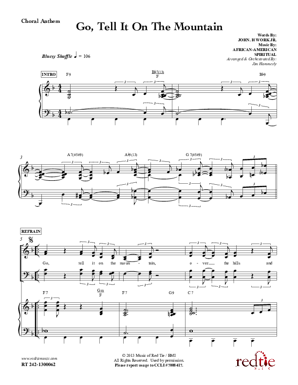 Go Tell It On The Mountain Choir Sheet (SATB) (Red Tie Music)