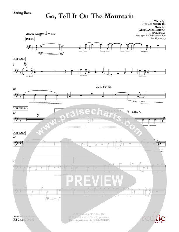 Go Tell It On The Mountain Double Bass (Red Tie Music)