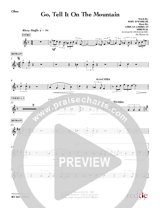 Go Tell It On The Mountain Oboe (Red Tie Music)