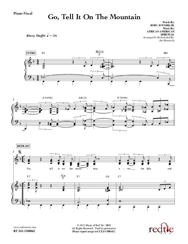 Go Tell It On The Mountain Piano/Vocal (Red Tie Music)