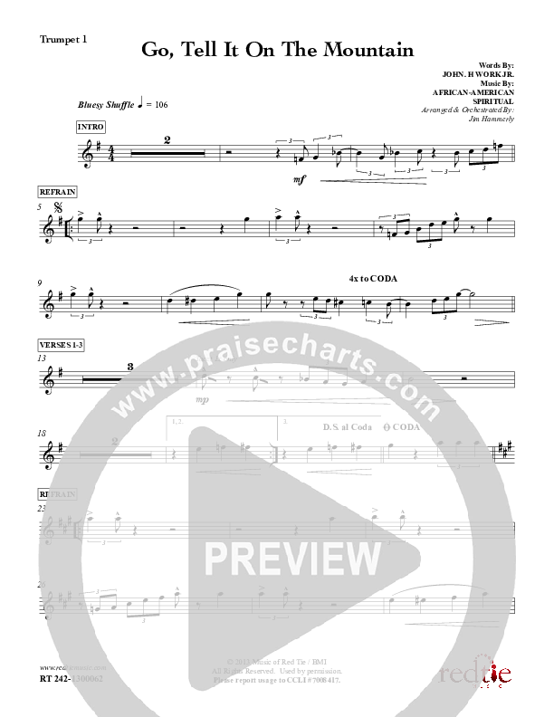 Go Tell It On The Mountain Trumpet 1 (Red Tie Music)