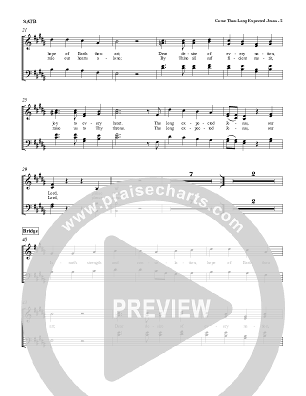 Come Thou Long Expected Jesus Choir Vocals (SATB) (Red Tie Music)