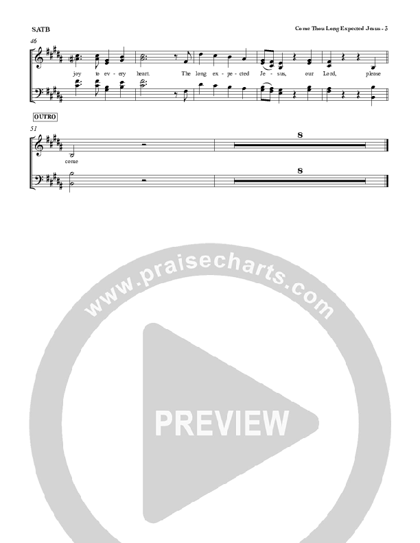 Come Thou Long Expected Jesus Choir Vocals (SATB) (Red Tie Music)