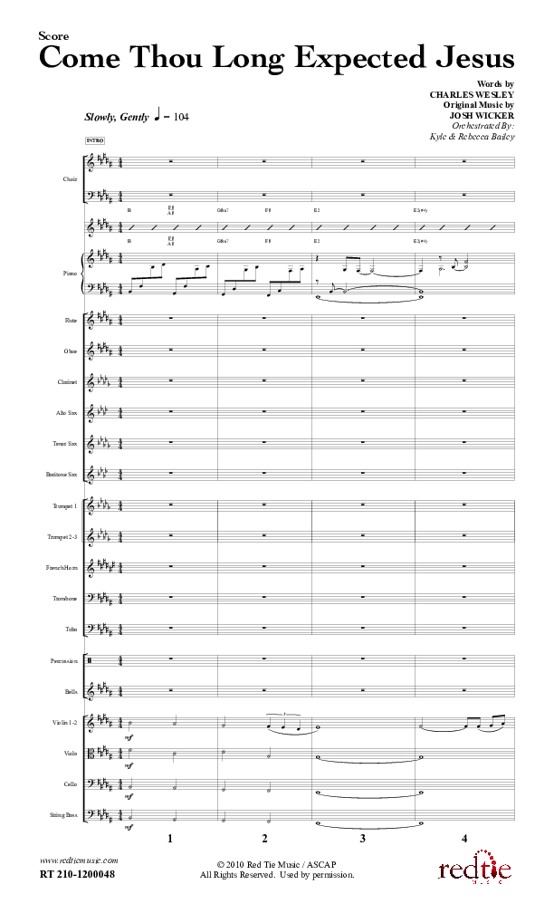 Come Thou Long Expected Jesus Conductor's Score (Red Tie Music)