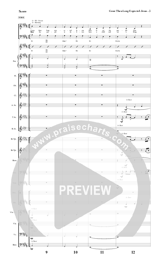 Come Thou Long Expected Jesus Conductor's Score (Red Tie Music)