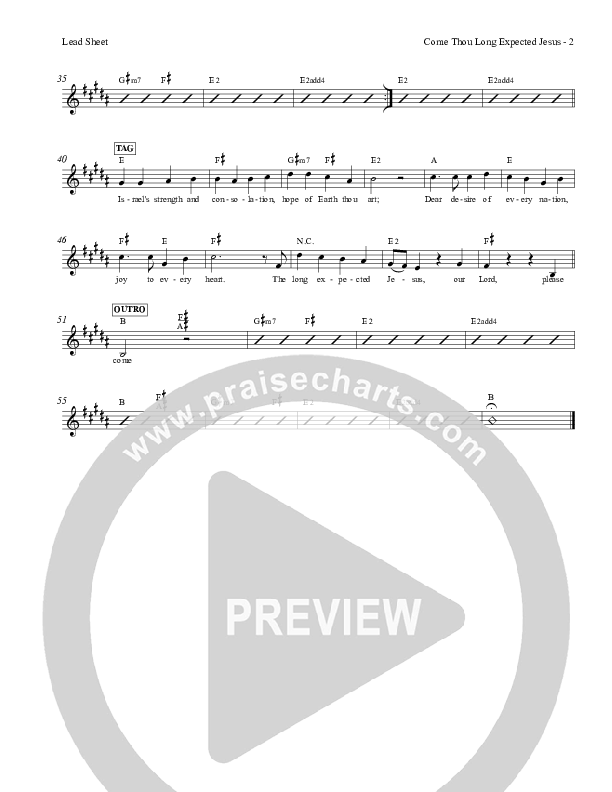 Come Thou Long Expected Jesus Lead Sheet (Red Tie Music)
