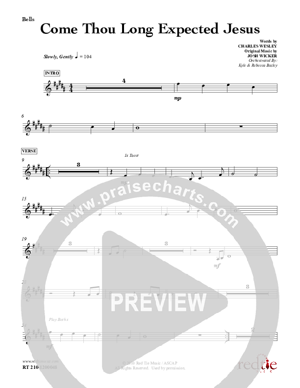 Come Thou Long Expected Jesus Percussion (Red Tie Music)