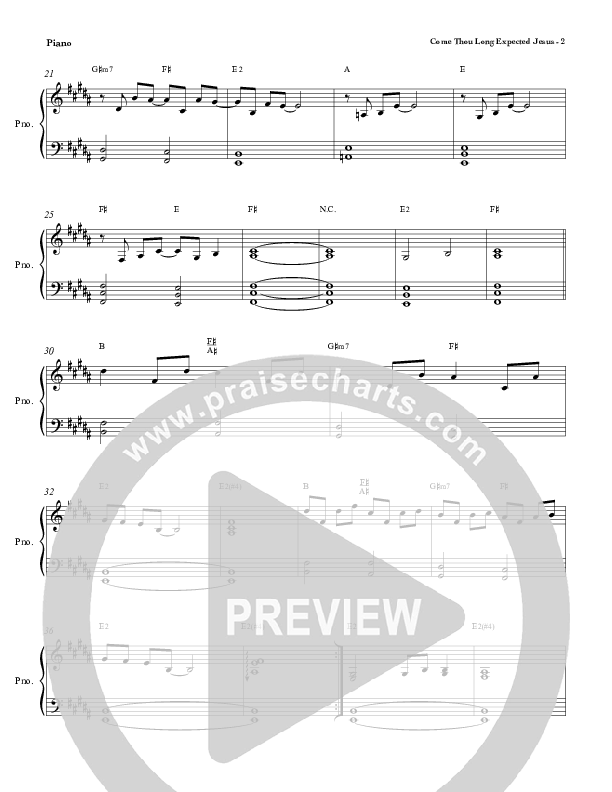 Come Thou Long Expected Jesus Piano Sheet (Red Tie Music)