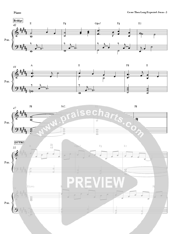 Come Thou Long Expected Jesus Piano Sheet (Red Tie Music)