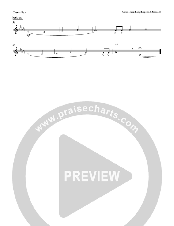 Come Thou Long Expected Jesus Tenor Sax 2 (Red Tie Music)