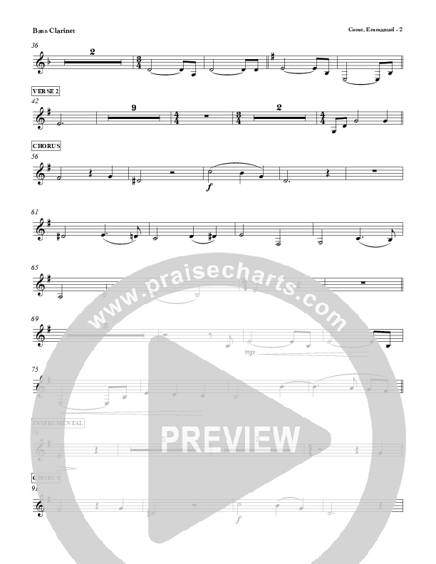 Come Emmanuel Bass Clarinet (Red Tie Music)