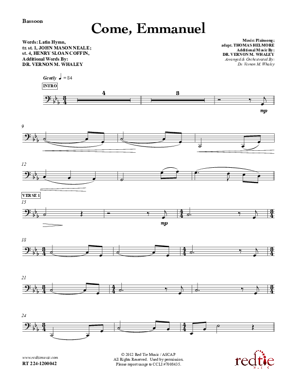 Come Emmanuel Bassoon (Red Tie Music)