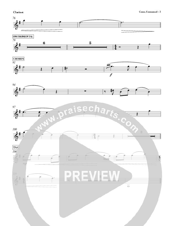 Come Emmanuel Clarinet (Red Tie Music)