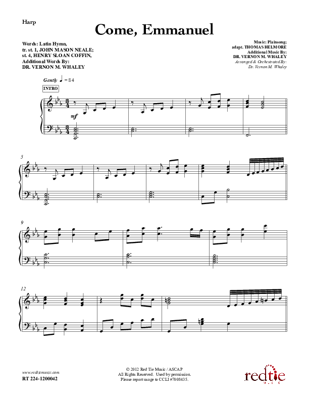 Come Emmanuel Harp (Red Tie Music)