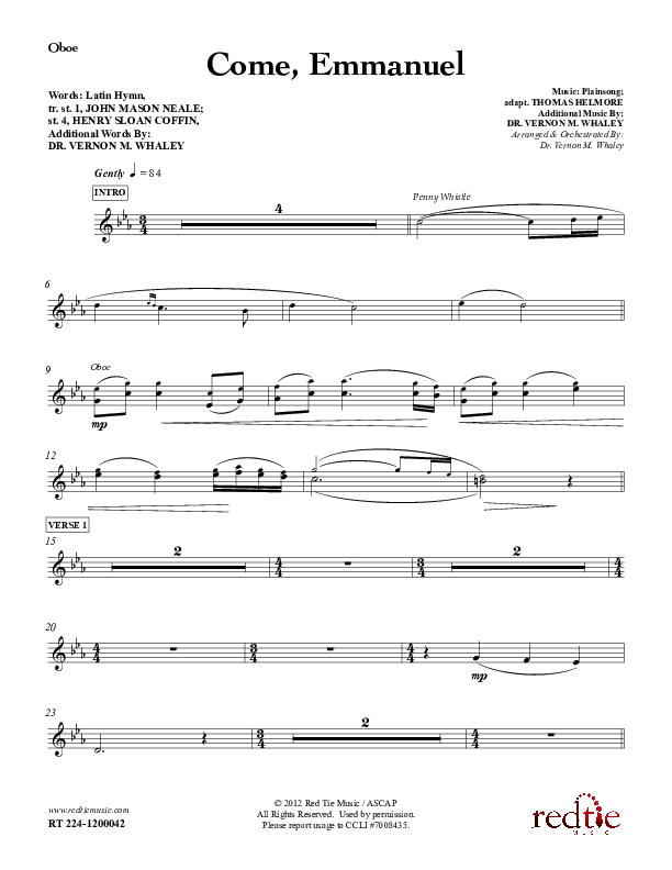 Come Emmanuel Oboe (Red Tie Music)