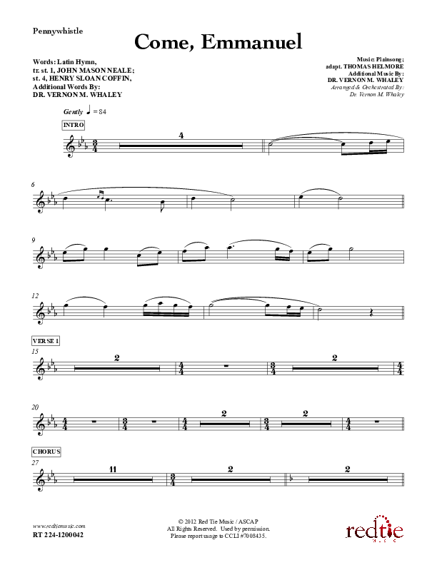 Come Emmanuel Pennywhistle (Red Tie Music)