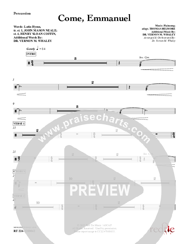 Come Emmanuel Percussion (Red Tie Music)