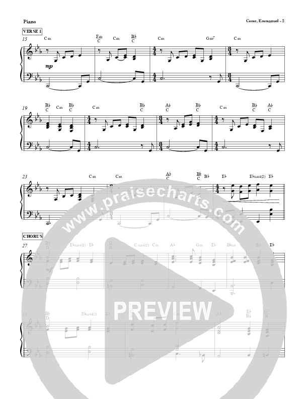 Come Emmanuel Piano Sheet (Red Tie Music)