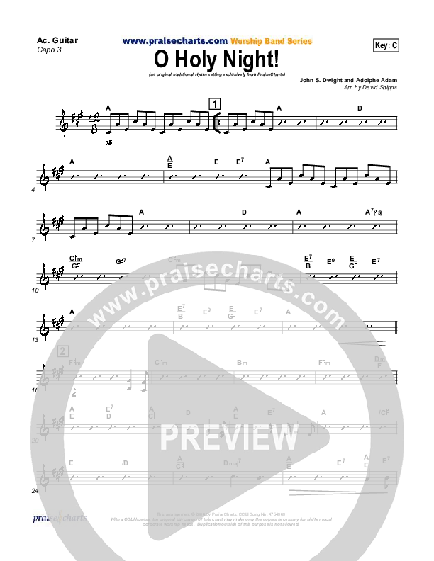 O Holy Night Rhythm Chart (Traditional Carol / PraiseCharts)