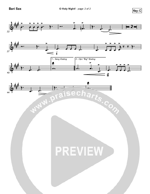 O Holy Night Bari Sax (Traditional Carol / PraiseCharts)