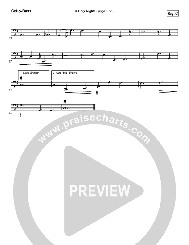 O Holy Night Cello/Bass (Traditional Carol / PraiseCharts)