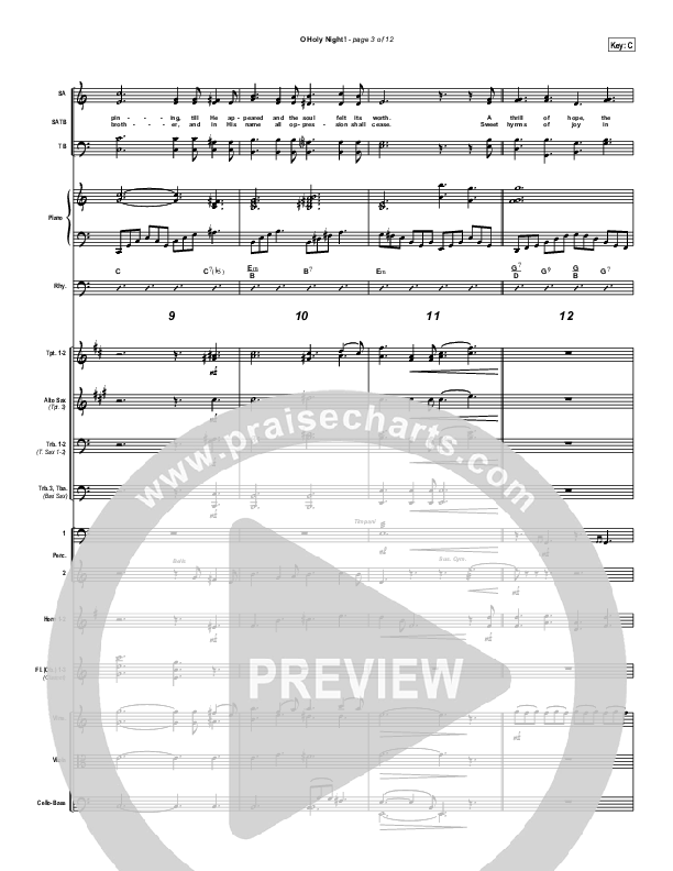 O Holy Night Conductor's Score (Traditional Carol / PraiseCharts)