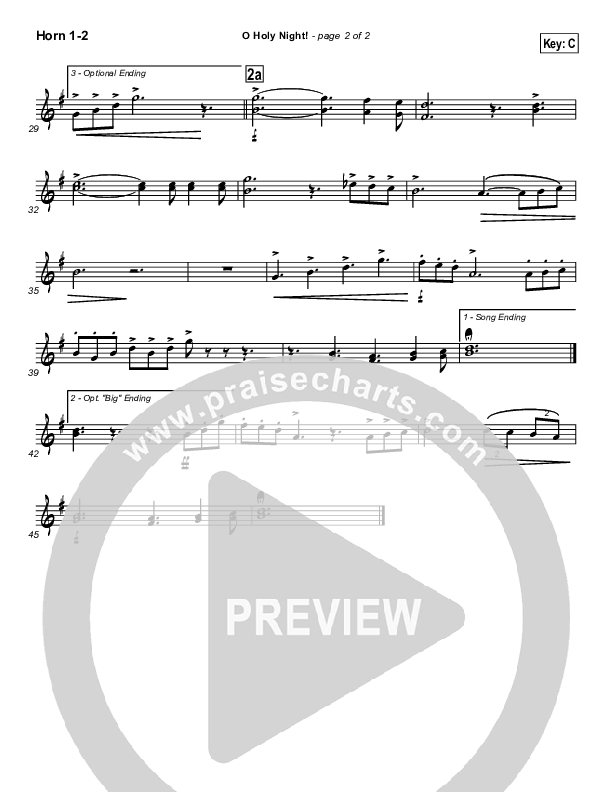 O Holy Night French Horn 1/2 (Traditional Carol / PraiseCharts)
