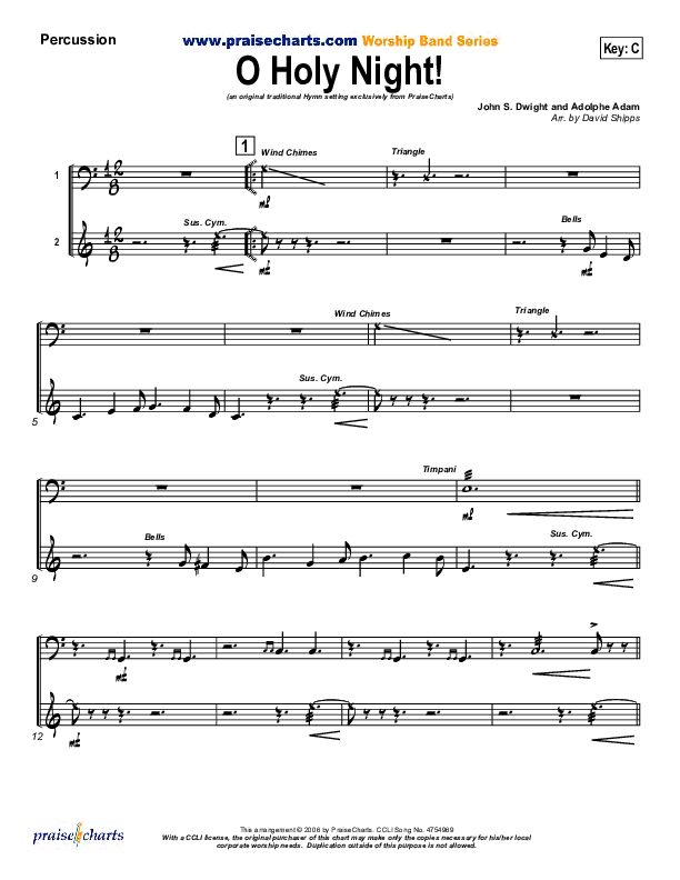O Holy Night Percussion (Traditional Carol / PraiseCharts)