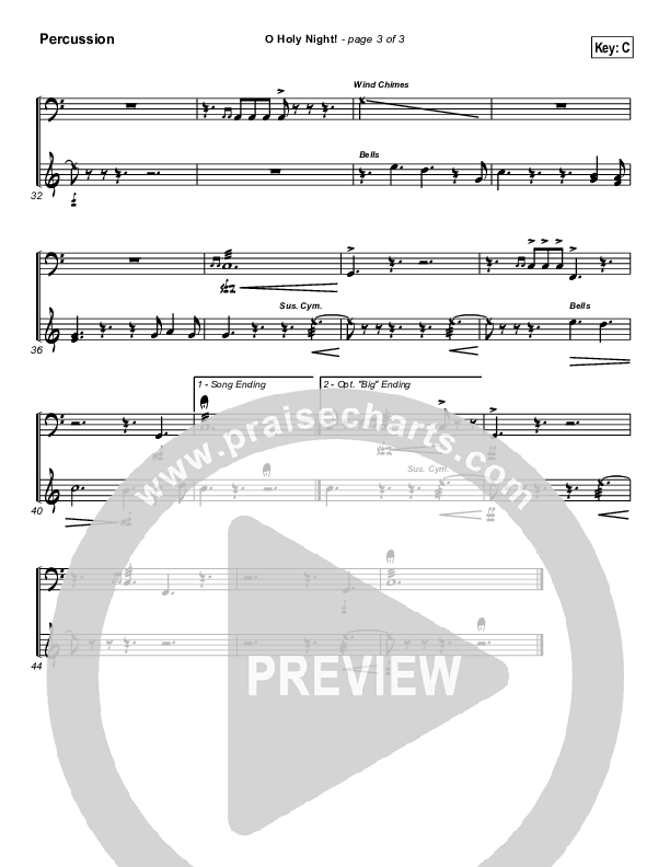 O Holy Night Percussion (Traditional Carol / PraiseCharts)
