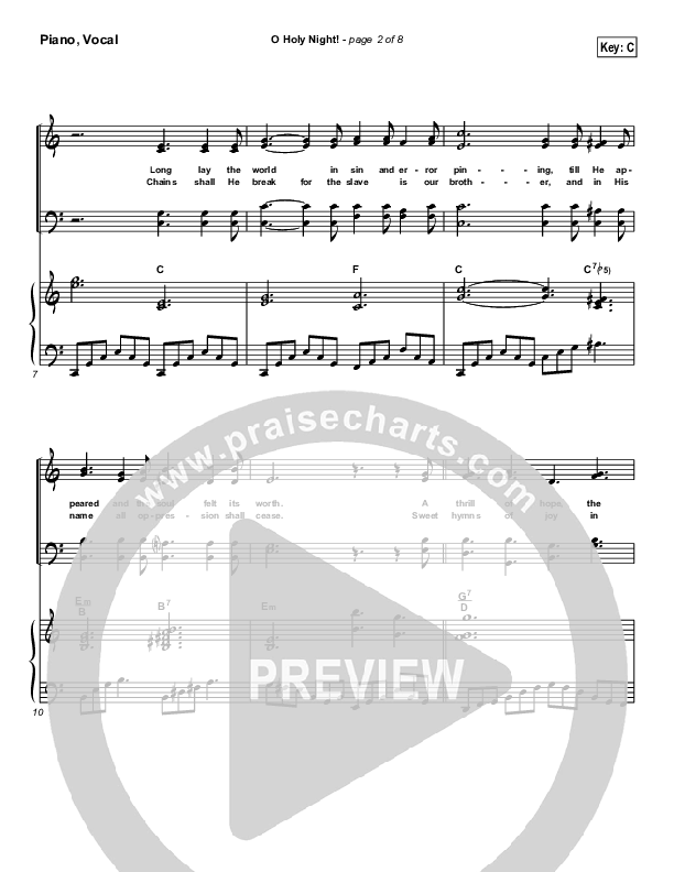 O Holy Night Piano/Vocal & Lead (Traditional Carol / PraiseCharts)