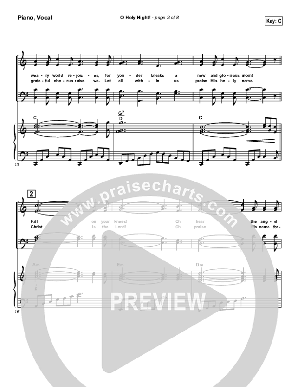 O Holy Night Piano/Vocal (SATB) (Traditional Carol / PraiseCharts)