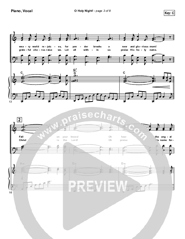 O Holy Night Piano/Vocal & Lead (Traditional Carol / PraiseCharts)