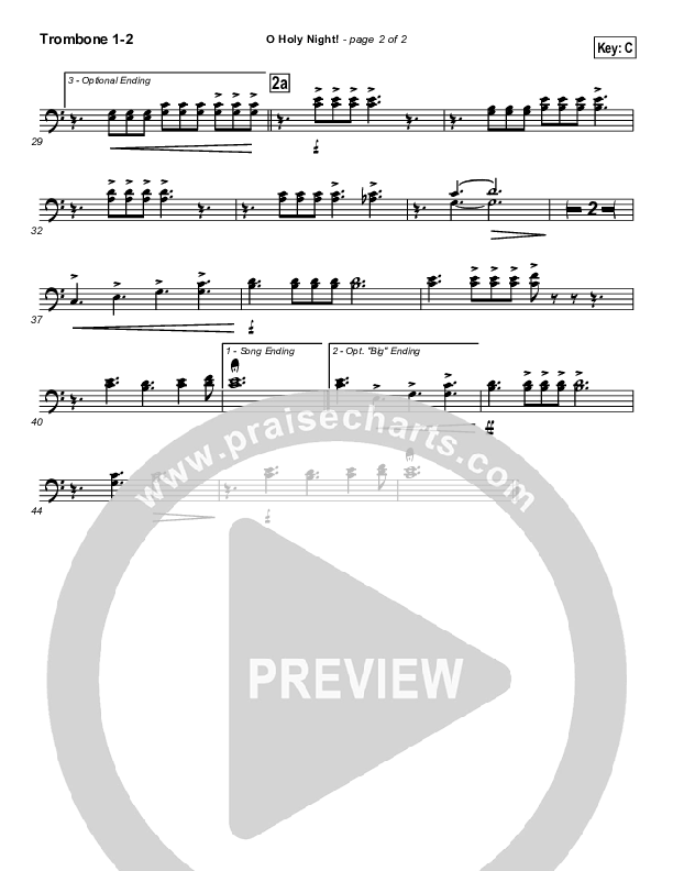 O Holy Night Trombone 1/2 (Traditional Carol / PraiseCharts)
